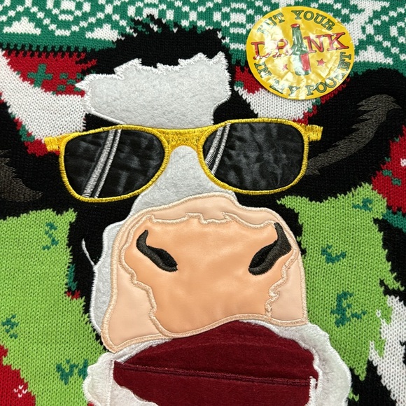 Celebrating Together Christmas Sweater Cow With Sunglasses and cup Holder - Picture 13 of 15